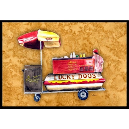 Carolines Treasures Carolines Treasures 8781MAT 18 x 27 in. Lucky Dog Hot Dog Cart Indoor Or Outdoor Mat 8781MAT